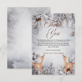 Tarjeta De Agradecimiento Oh Deer Rustic Winter Floral Twins Baby Shower