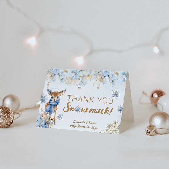 Tarjeta De Agradecimiento Oh Deer Winter Baby Boy Shower Diaper (Subido por el creador)