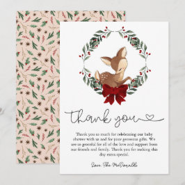 Tarjeta De Agradecimiento Oh Deer Winter Greenery Baby Shower Gracias Tarjet