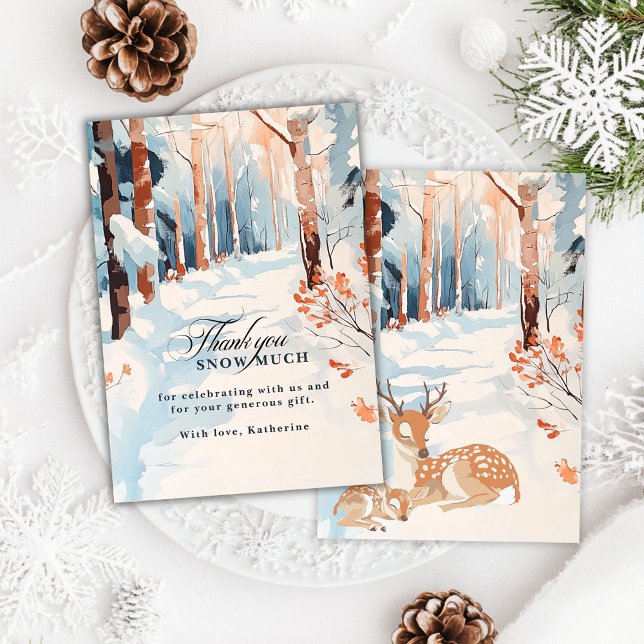 Tarjeta De Agradecimiento Oh Deer Woodland Thankyou nevando mucha ducha de b (Subido por el creador)