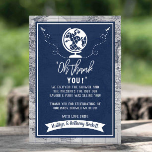 Tarjeta De Agradecimiento "¡Oh, gracias!" Mapa de aventuras para baby shower