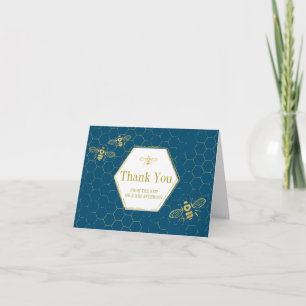 Tarjeta De Agradecimiento Oh Honey Bee Gold Verde azulada Personalizado Foto