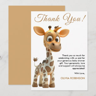 Tarjeta De Agradecimiento Oh Niño Bebe Jirafa Lindo Niño Fiesta de Bebe  