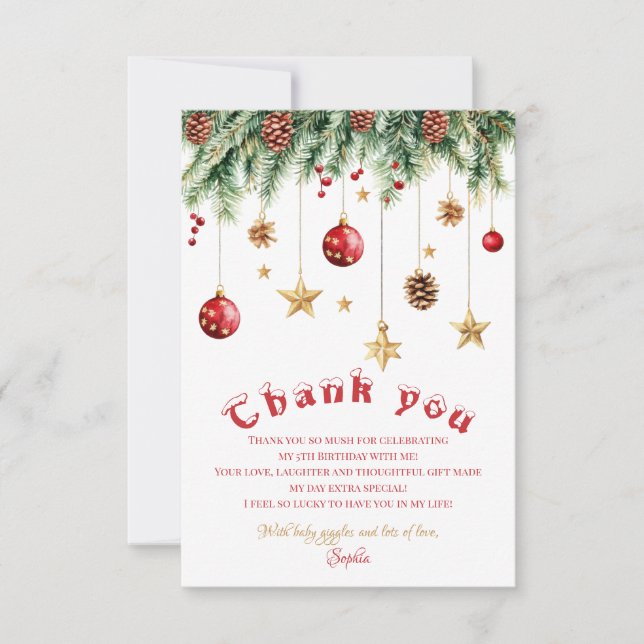 Tarjeta De Agradecimiento Oh What Fun Christmas Birthday Invitation (Anverso)