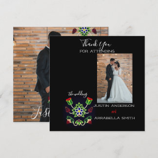 Tarjeta De Agradecimiento Ojibwe Floral Strawberry Black Thank You Wedding