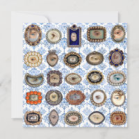 Ojo de amante victoriano en damasco azul y blanco