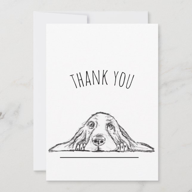 Tarjeta De Agradecimiento ojos de perrito simple blanco negro (Anverso)