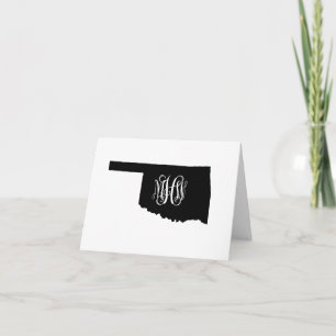 Tarjeta De Agradecimiento Oklahoma Black Vine Monograma DIY BG