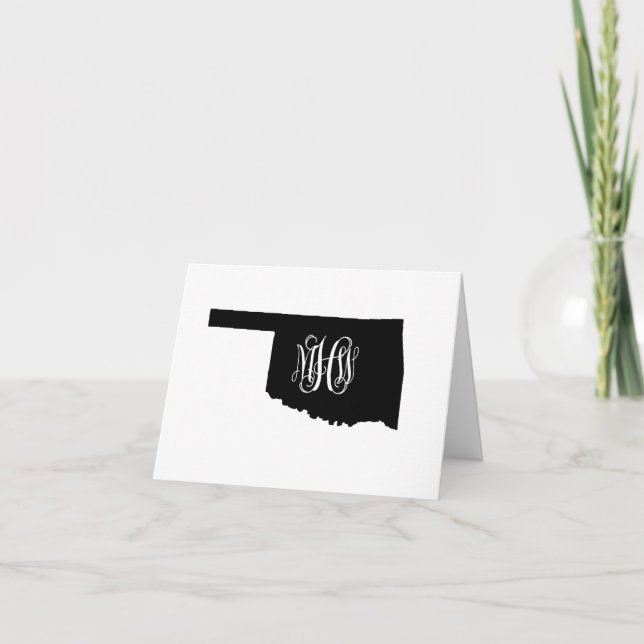 Tarjeta De Agradecimiento Oklahoma Black Vine Monograma DIY BG (Anverso)