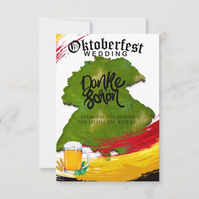 Tarjeta De Agradecimiento Oktoberfest Alemania Mapa Danke Gracias Cartas (Anverso)
