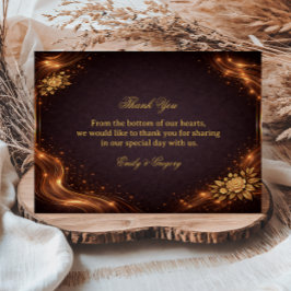 Tarjeta De Agradecimiento Ola de destellos de oro de lujo