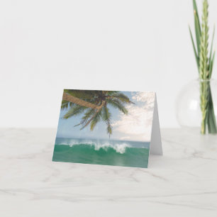 Tarjeta De Agradecimiento Ola del Océano Tropical y Palma de Coco