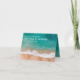 Tarjeta De Agradecimiento Ola oceánica, bodas en la playa