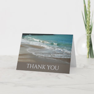 Tarjeta De Agradecimiento Olas acariciando la playa Océano azul turquesa