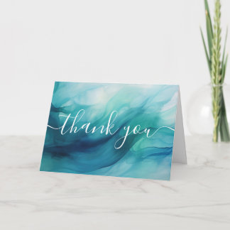 Tarjeta De Agradecimiento Olas de acuarela azul turquesa personalizadas grac