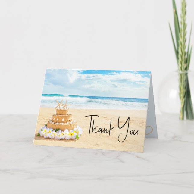 Tarjeta De Agradecimiento Olas de bodas de Ocean Love Beach (Anverso)