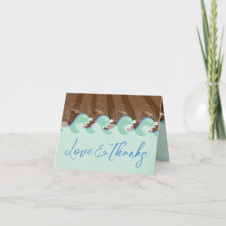Tarjeta De Agradecimiento Olas de verano de agua y playa de sol marrón boda