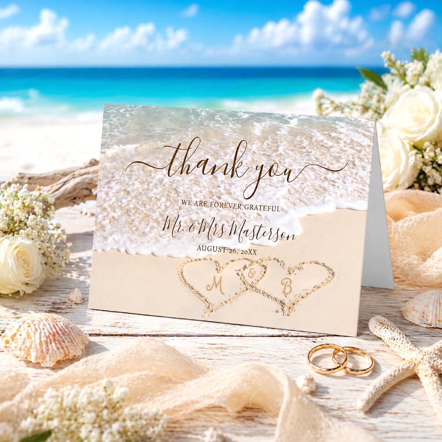 Tarjeta De Agradecimiento Olas del Océano Azul Boda Tropical de Playa (Subido por el creador)