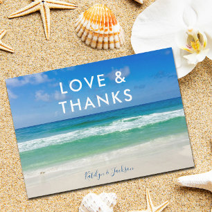 Tarjeta De Agradecimiento Olas Tropicales de Océanos Amor y Gracias Boda de