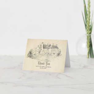 Tarjeta De Agradecimiento Old Castle Fairy Tale Boda Gracias