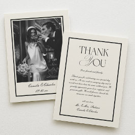 Tarjeta De Agradecimiento Old Money Black and White Wedding