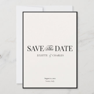 Tarjeta De Agradecimiento Old Money Black & White | Save The Date White Card