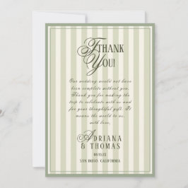 Tarjeta De Agradecimiento Old Money Green Ivory Wedding