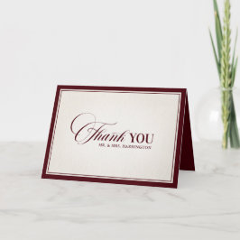 Tarjeta De Agradecimiento Old Money Modern Formal Burgundy Luxury Wedding