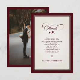 Tarjeta De Agradecimiento Old Money Modern Formal Burgundy Luxury Wedding
