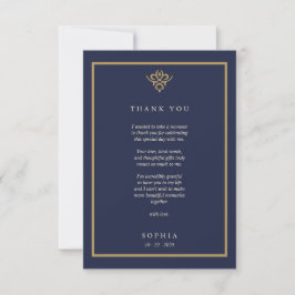 Tarjeta De Agradecimiento Old Money Navy Blue Flat Thank You Card