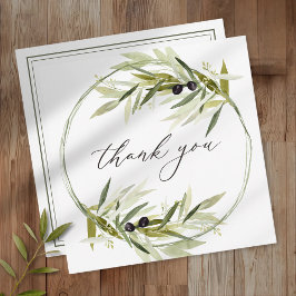 Tarjeta De Agradecimiento Olive Branch Watercolor Elegant Minimalist Wedding
