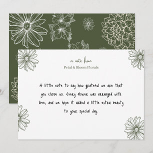 Tarjeta de agradecimiento Olive Green Daisy