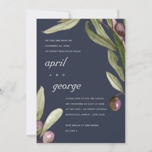 TARJETA DE AGRADECIMIENTO OLIVE NAVY FOLIAGE RÚSTICA QUE LLAMAMOS LA INVITAC