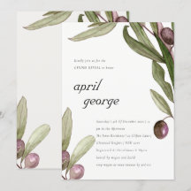 OLIVE WATERCOLOR FOLIAGE INVITE DE REVELACIÓN DE G