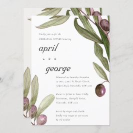 TARJETA DE AGRADECIMIENTO OLIVE WATERCOLOR FOLIAGE REHEARSAL DINNER INVITE