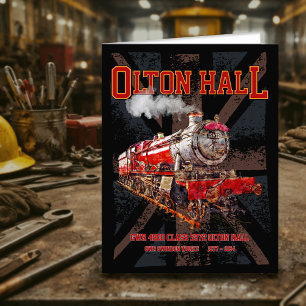 Tarjeta De Agradecimiento Olton Hall Vintage Steam Train English Locomotive