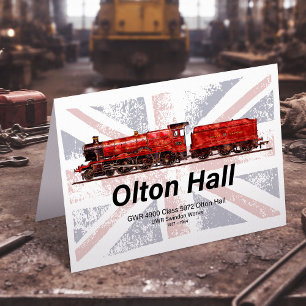 Tarjeta De Agradecimiento Olton Hall Vintage Steam Train English Locomotive
