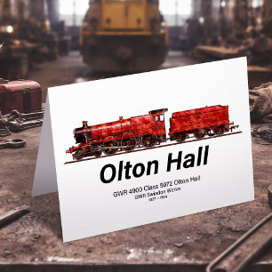 Tarjeta De Agradecimiento Olton Hall Vintage Steam Train English Locomotive