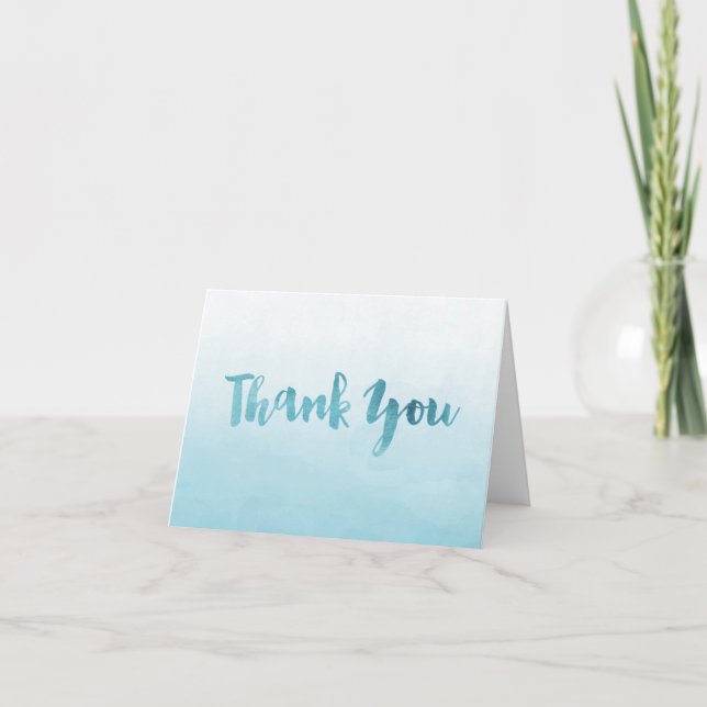 Tarjeta de agradecimiento Ombre Blue Watercolor (Anverso)