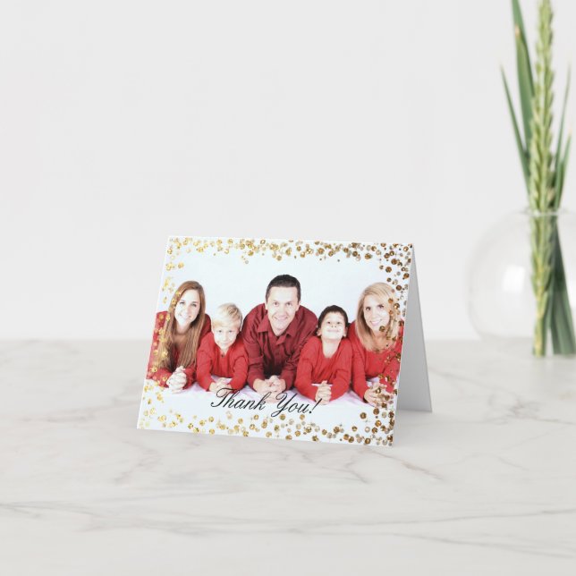 Tarjeta De Agradecimiento Ombre de brillo dorado falso Bokeh Gracias (Anverso)