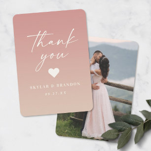 Tarjeta De Agradecimiento Ombre Dusty Rosa Boda Rosa y Champagne