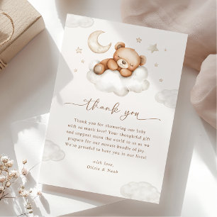 Tarjeta De Agradecimiento On Cloud Nine Baby Shower Oso Neutral