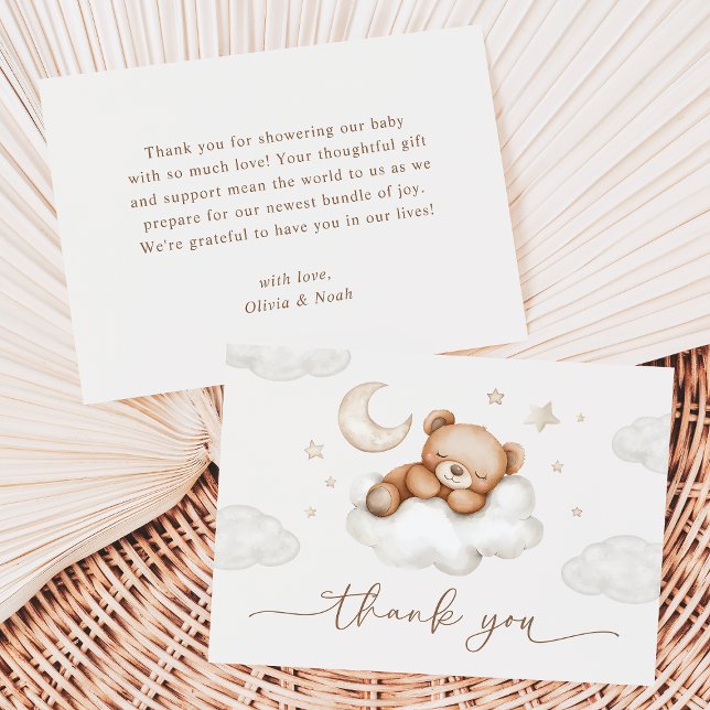 Tarjeta De Agradecimiento On Cloud Nine Neutral Teddy Bear Baby Shower (Subido por el creador)