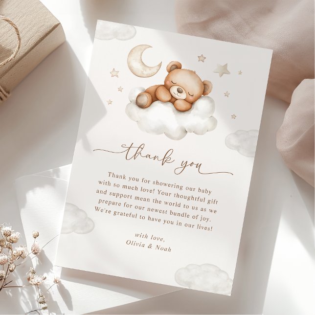 Tarjeta De Agradecimiento On Cloud Nine Neutral Teddy Bear Baby Shower (Subido por el creador)