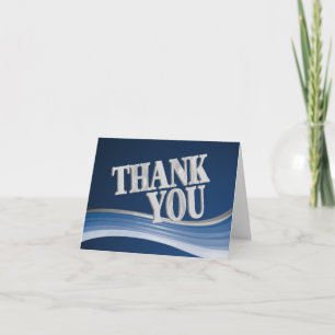 Tarjeta De Agradecimiento Onda Azul Acero Gracias