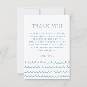 Tarjeta De Agradecimiento Ondas oceánicas Baby Shower Blue Nautical Beach