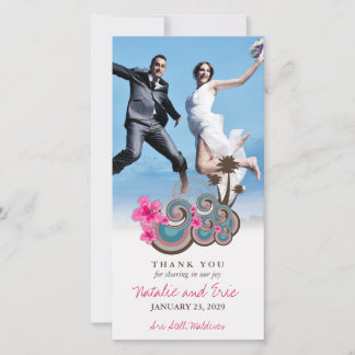 Tarjeta De Agradecimiento Ondas tropicales de Hibiscus rosa Boda de destino