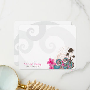 Tarjeta De Agradecimiento Ondas tropicales de Hibiscus rosa Boda de destino