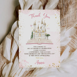 Tarjeta De Agradecimiento One-ce Upon A Time Princess 1st Birthday Party