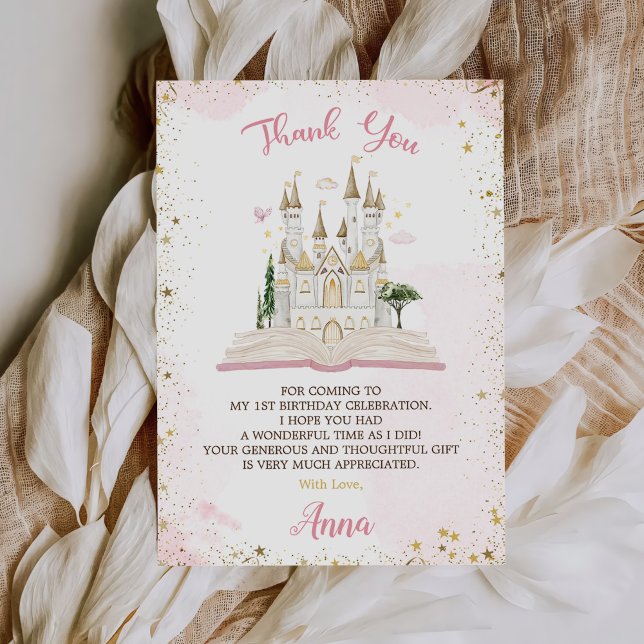 Tarjeta De Agradecimiento One-ce Upon A Time Princess 1st Birthday Party (Subido por el creador)